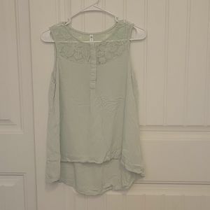 Seafoam green, lacy sleeveless top